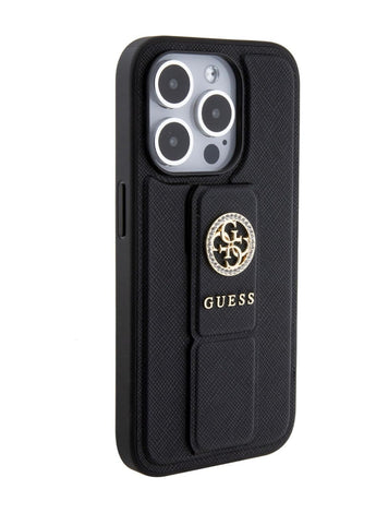 Guess Gripstand SAFFIANO Case For iPhone 15 Pro (Black)