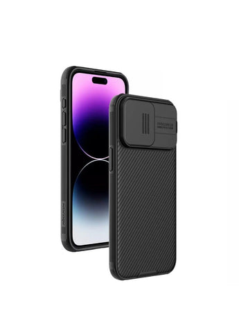 Protective Case for Iphone 15 Pro Max Case, CamShield Slim case Protective Cover with Camera Protector Hard PC TPU Ultra Thin Anti-Scratch Phone Case for Iphone 15 Pro Max 5G (Black)