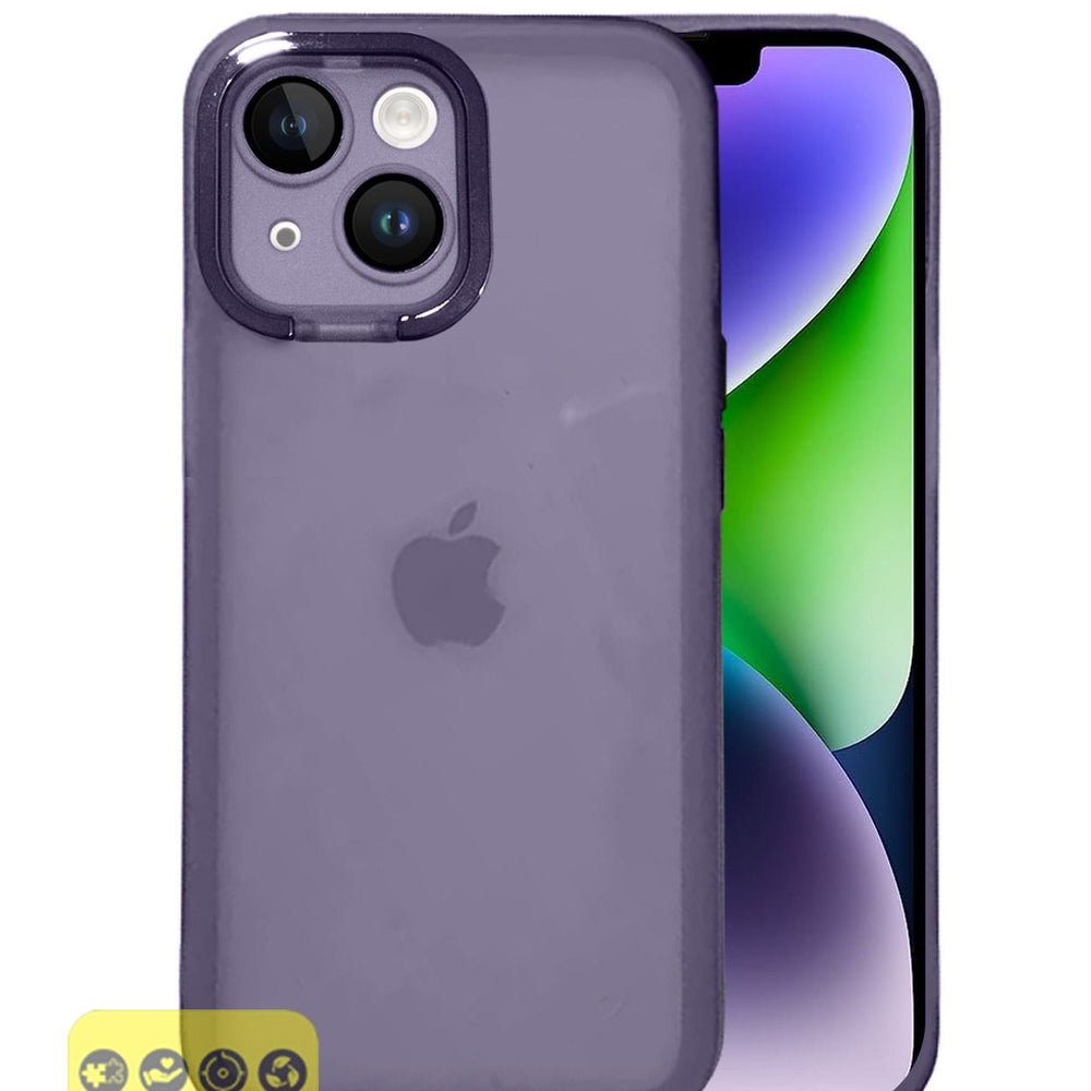 Soft Transparent TPU Silicone Ultra Thin Phone Stylish Electroplated Camera Border Kick Back Stand Case Cover For Apple iPhone 14 6.1 Inch 2022 Purple