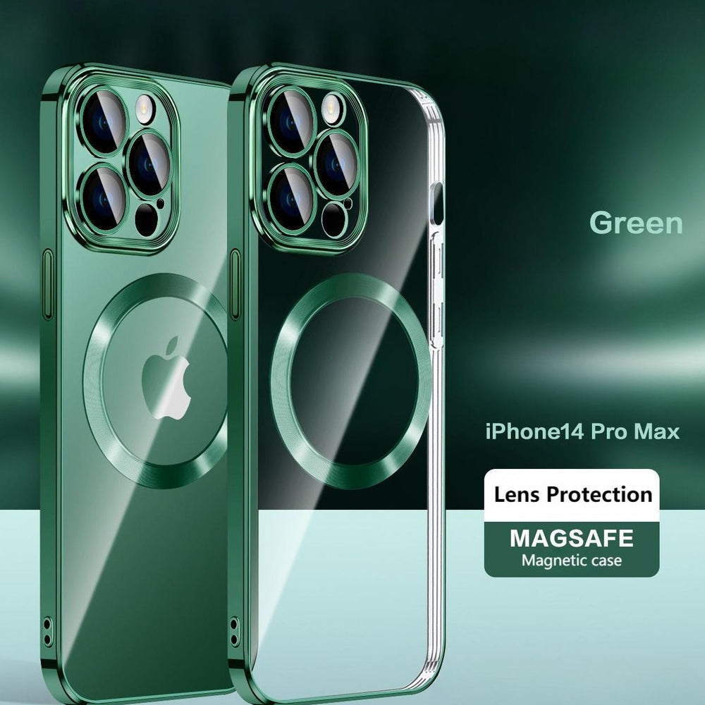 IPhone 14 Pro Max Magsafe Case 6.7 Inch Slim Thin Magnetic Case, Yellowing-Resistant, Anti-Drop Shock Absorption, Anti-Scratch and Hard Back Crystal Case Cell Phone Cover for iPhone 14 Pro Max Green