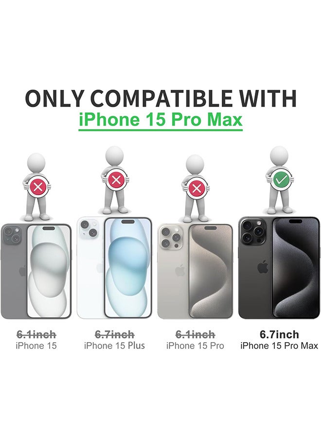 Compatible With iPhone 15 Pro Max Case For Women And Men, Plating Built-In 360 Rotation Magnetic Ring Kickstand Holder Soft Slim Shockproof Bumper Protective Cover (White)