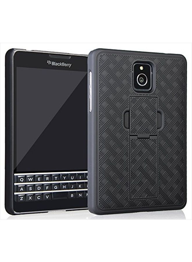 Case for AT&T BlackBerry Passport, Nakedcellphone's Black Kickstand Case Slim Hard Shell Cover for AT&T BlackBerry Passport (SQW100-3)