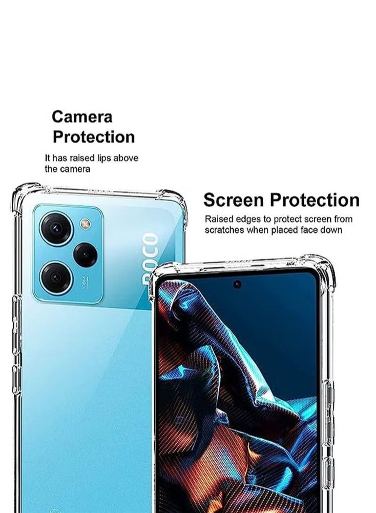 Xiaomi Poco X5 Pro Clear Case Cover Transparent Soft Flexible Silicone Back Cover with Reinforced Bumper Corner for Xiaomi Poco X5 Pro /Redmi Note 12 Pro 5G