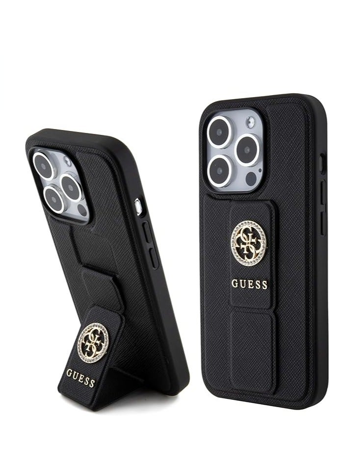 Guess Gripstand SAFFIANO Case For iPhone 15 Pro Max (Black)