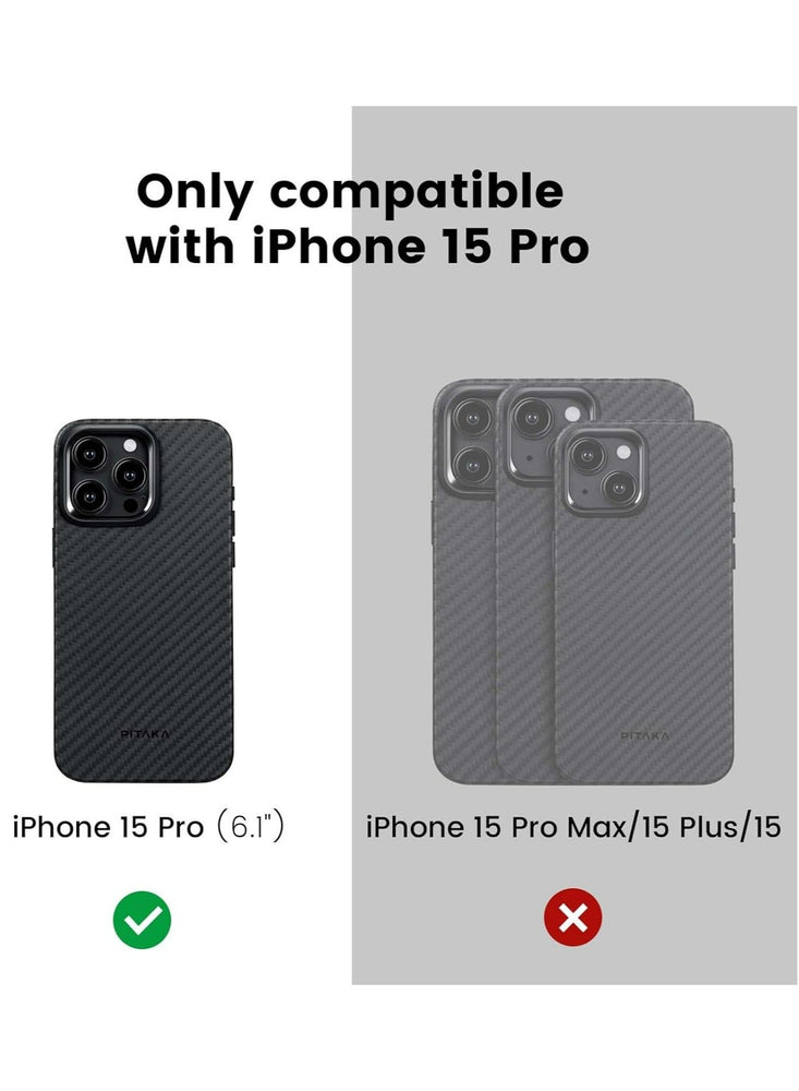 Full Protective Case for iPhone 15 Pro, 6.1 Inch, Military Grade Shockproof iPhone 15 Pro Case [MagEZ Case Pro 4] 1500D Aramid Fiber, Black/Grey (Twill)