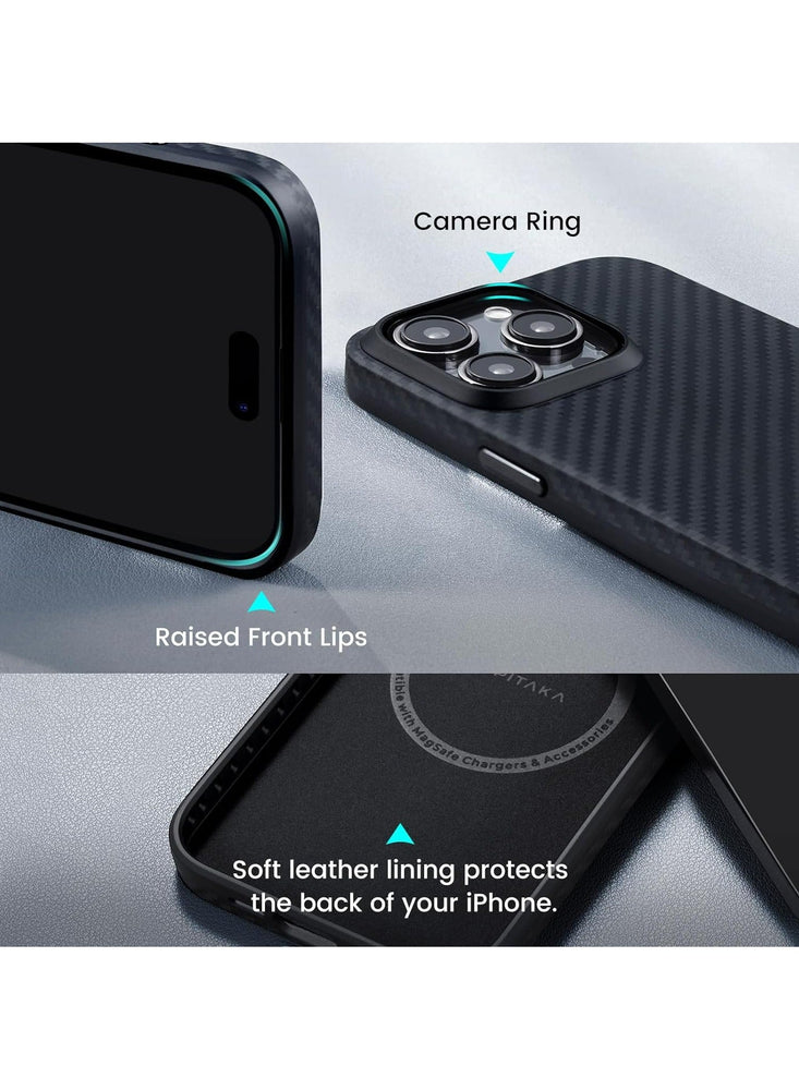 Full Protective Case for iPhone 15 Pro, 6.1 Inch, Military Grade Shockproof iPhone 15 Pro Case [MagEZ Case Pro 4] 1500D Aramid Fiber, Black/Grey (Twill)