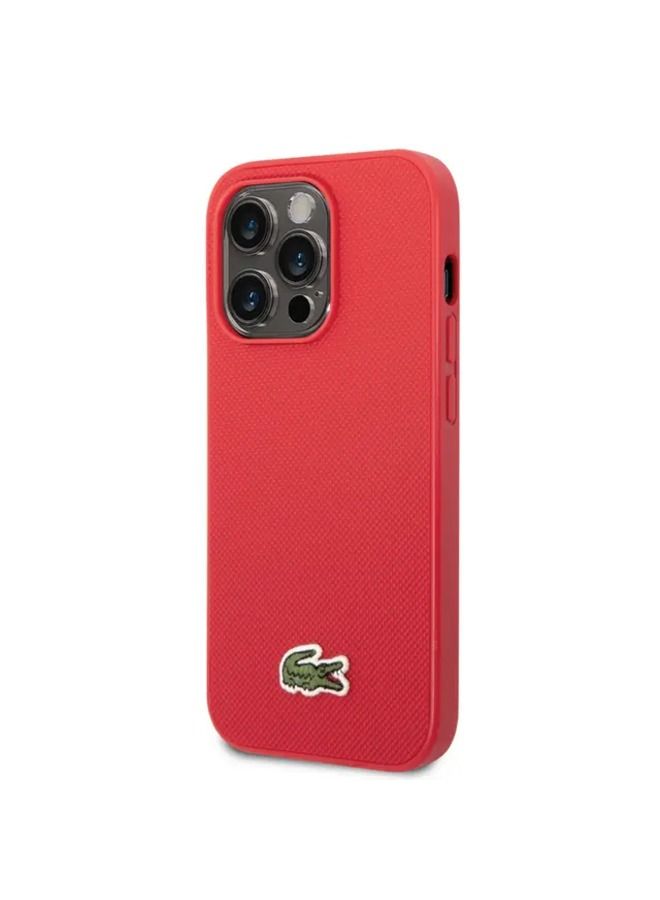 Lacoste Hard Case Iconic Petit Pique PU Woven Logo Estragon For iPhone 14 Pro Max - Red