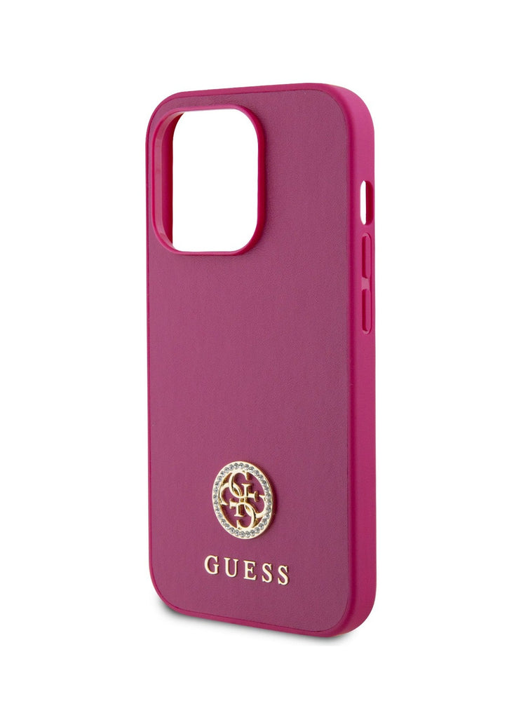 Guess PU Case with Metal 4G Strass Logo for iPhone 15 Promax - Pink