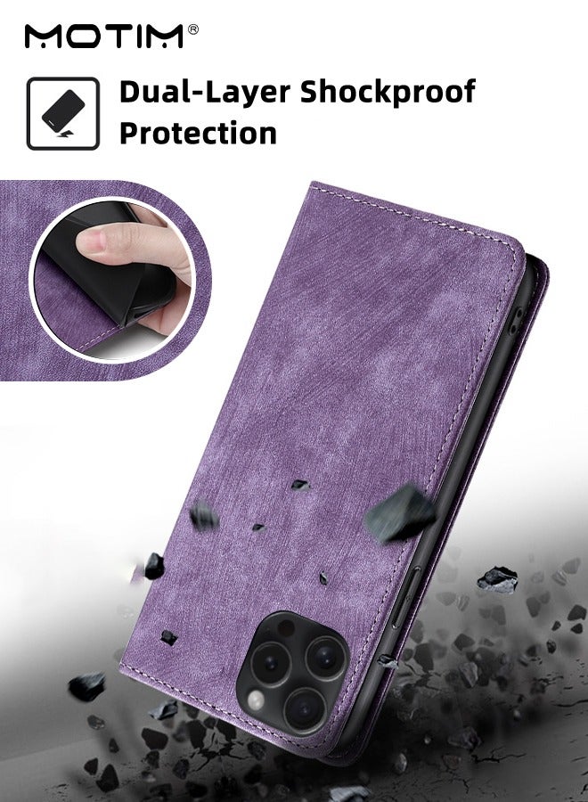 iPhone 15 Pro Case 6.1 Inch Flip Leather Military Grade Protection Anti-Drop Phone Wallet Case Shockproof Protective Kickstand Case Cover for iPhone 15 Pro