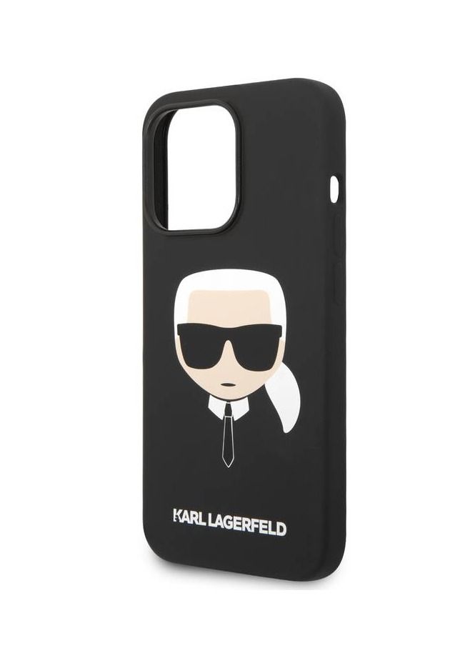 Silicone Case with Karl Head Logo Compatible With iPhone 14 Pro - Black