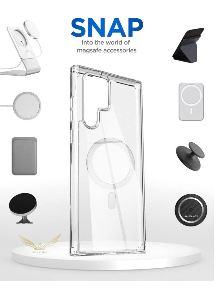 Galaxy S22 Ultra Case, Clear Magnetic Case with Built-in Magnets Compatible with MagSafe, Crystal Clear Slim Soft TPU Cover for Samsung Galaxy S22 Ultra 6.8