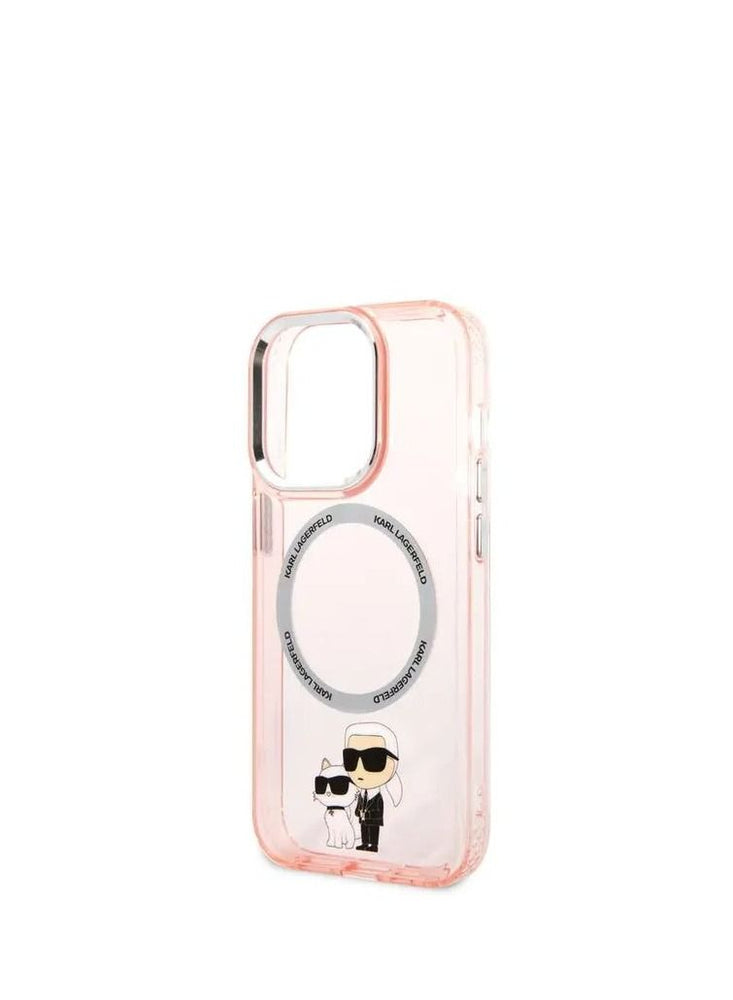 Karl Lagerfeld Magsafe IML NFT Karl & Choupette Hard Case for iPhone 14 Pro Max - Pink