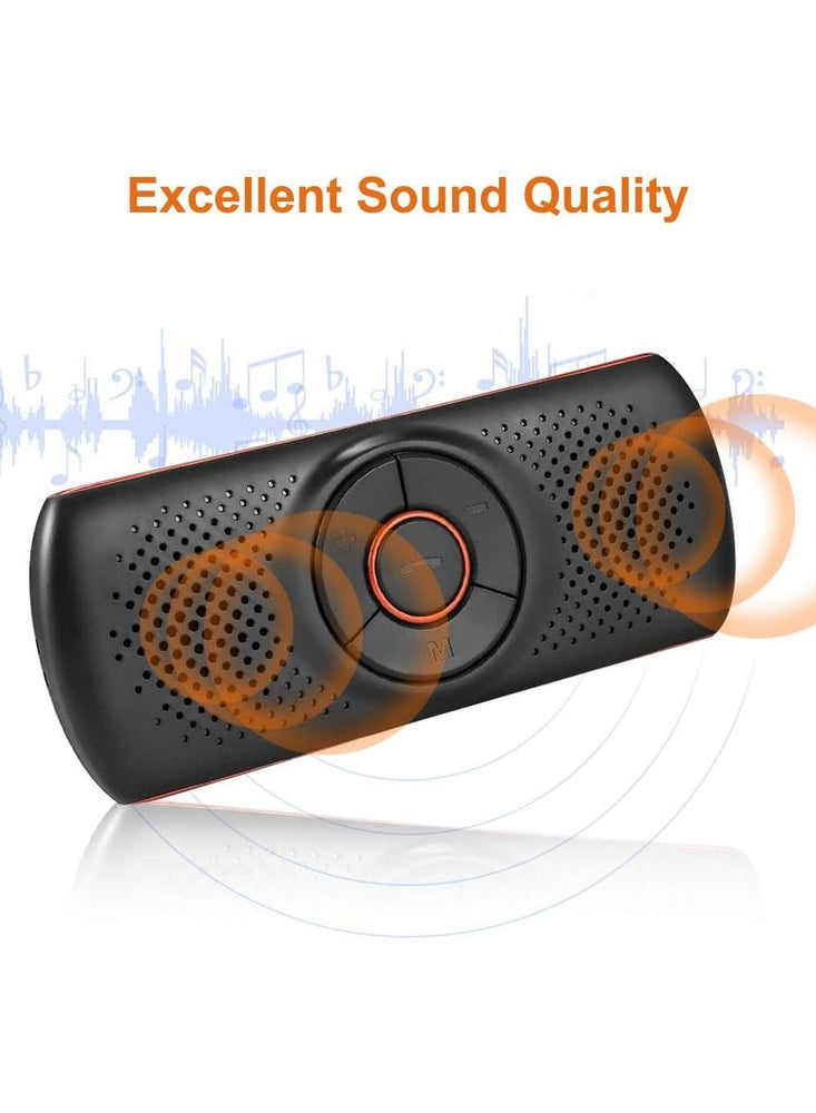 Bluetooth Handsfree Speakerphone for Cell Phone, Wireless Car Kit Music Player Adapter with Back-Clip Portable Bluetooth Speaker for Home Sport Outdoor, Work with Siri Google Assistant TF Card