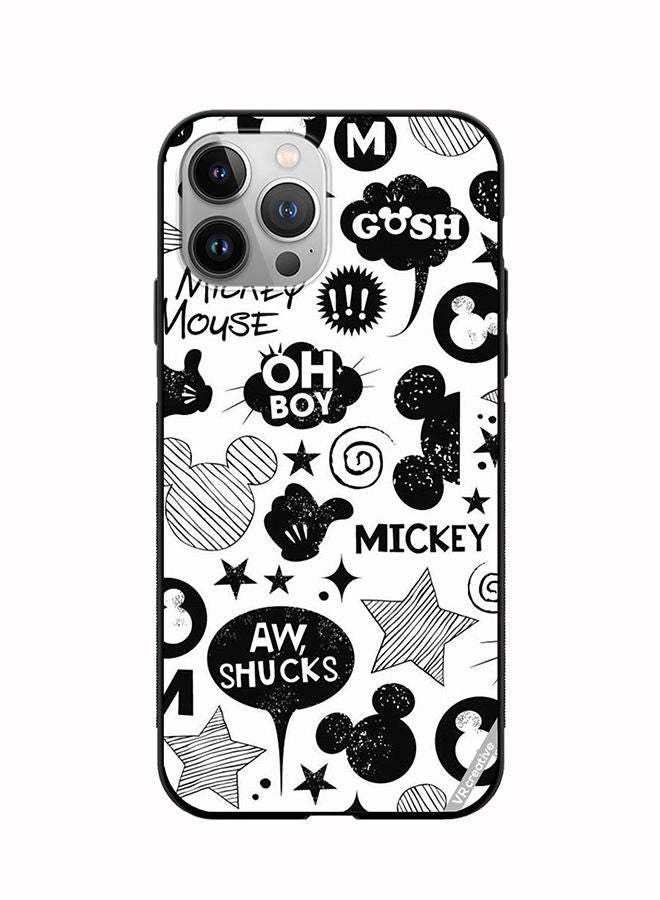 Protective Case Cover For Apple iPhone 12 Pro Max Monocrome Mickey Patt Design Multicolour