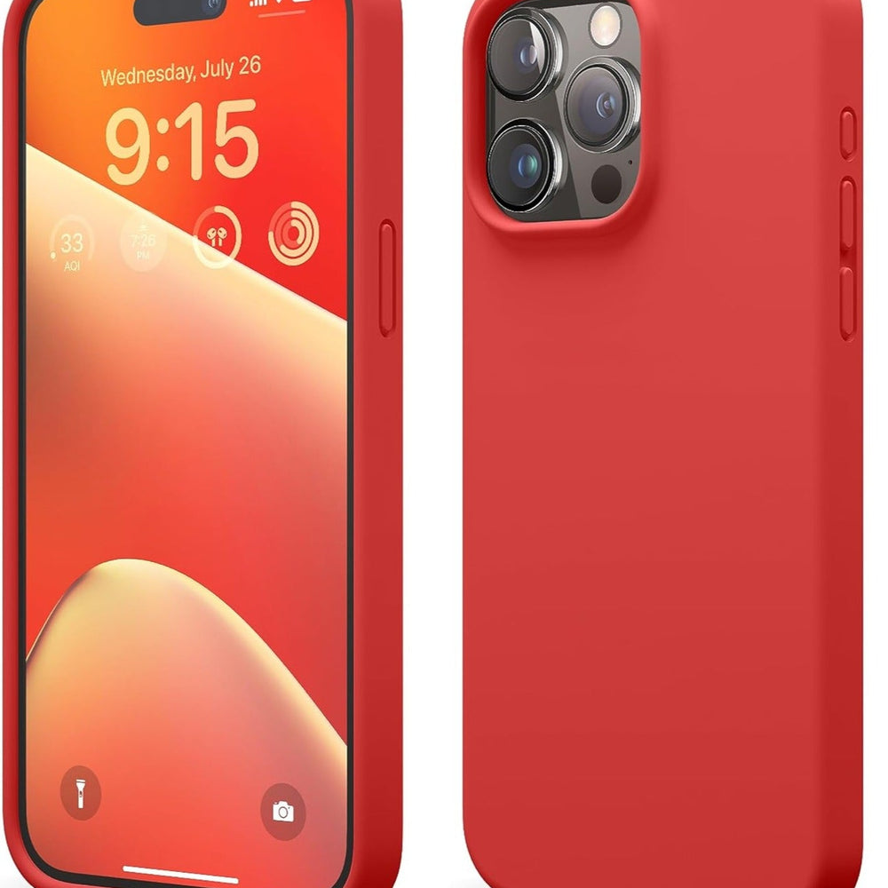 Oncover Liquid Silicone for iPhone 15 Pro MAX case cover Full Body Protection, Shockproof, Slim, Anti-Scratch Soft Microfiber Lining - Red