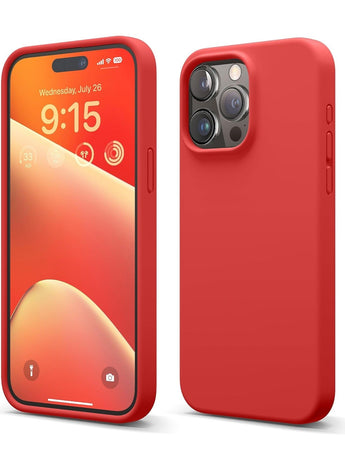 Oncover Liquid Silicone for iPhone 15 Pro MAX case cover Full Body Protection, Shockproof, Slim, Anti-Scratch Soft Microfiber Lining - Red