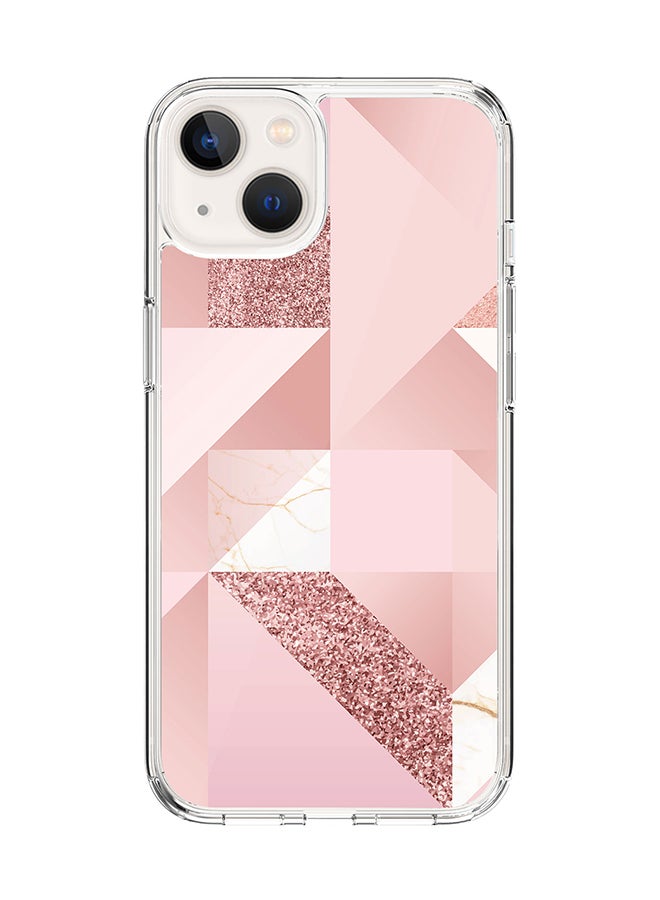 Classic Clear Case for Apple iPhone 15 Hybrid Soft Case Flexible Edges Anti Drop TPU PC Gel Thin Transparent Cover [ Designed for Apple iPhone 15 ] - Marble Pink Geometric