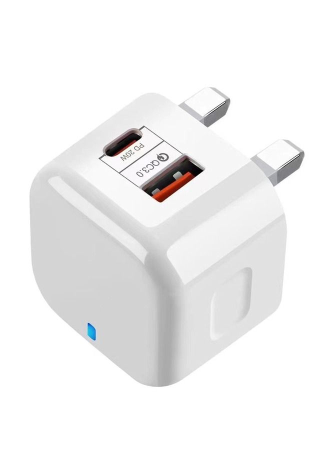 20W USB C Fast Charger, Dual Port PD Power Delivery Fast Type C Charging Block Plug Adapter for iPhone 14/13/12/11 /Pro Max, XS/XR/X, iPad Pro, AirPods Pro, Samsung Galaxy and More(White)