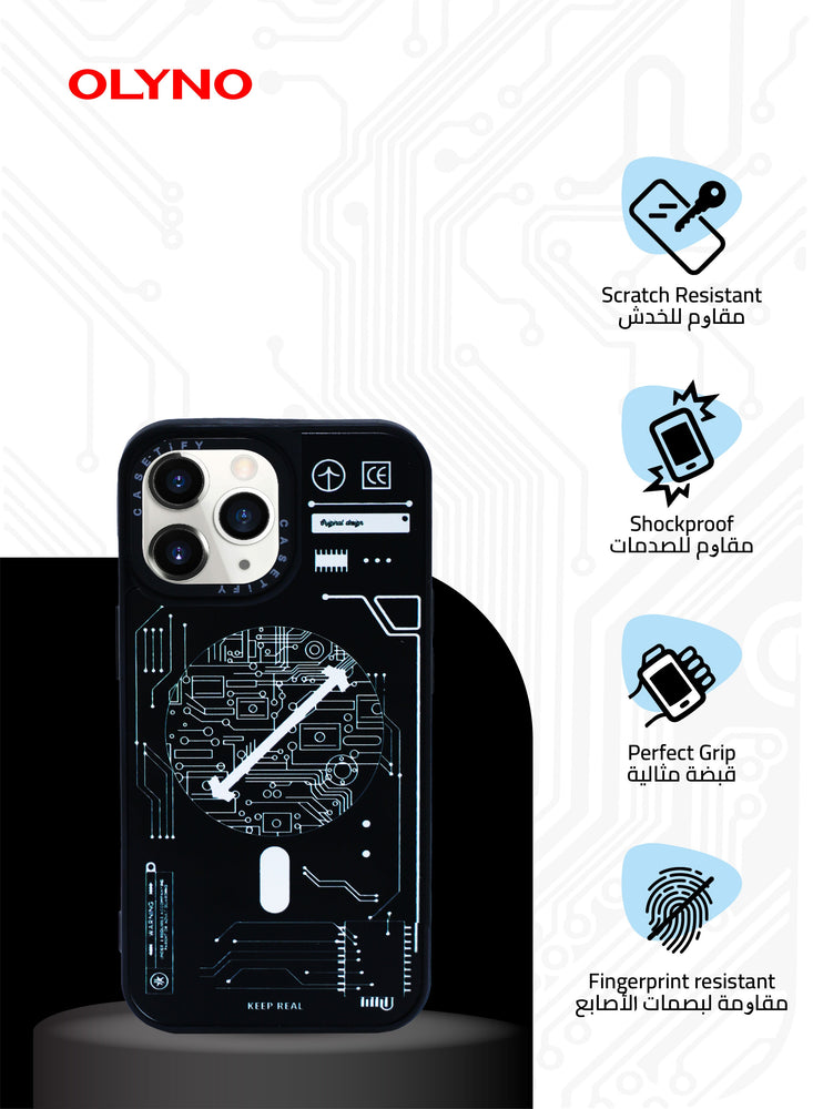 TechVisage Slim iPhone 11 Pro Max Back Case With Circuit Board Design【Shockproof Silicone Polymer】Stylish Modern Protective Cover