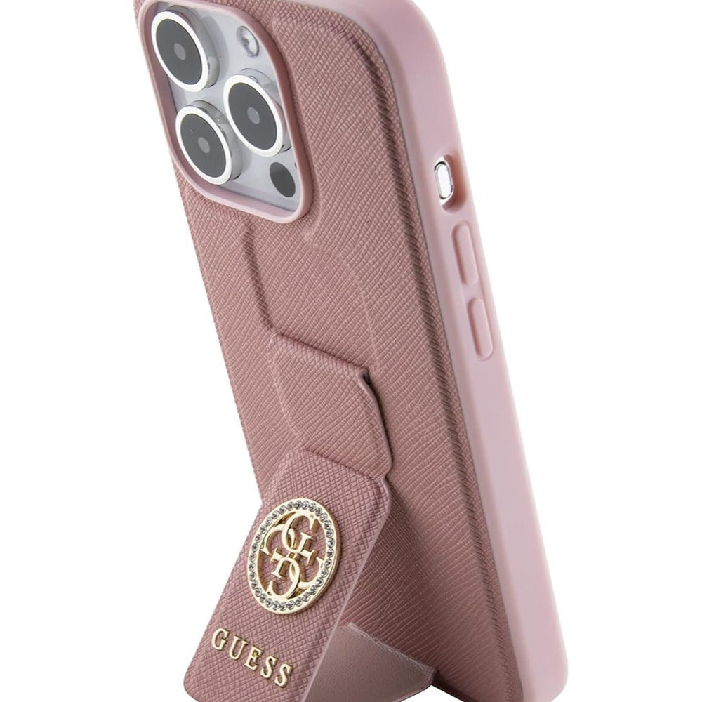 Guess Gripstand SAFFIANO Case For iPhone 15 Pro Max (Pink)