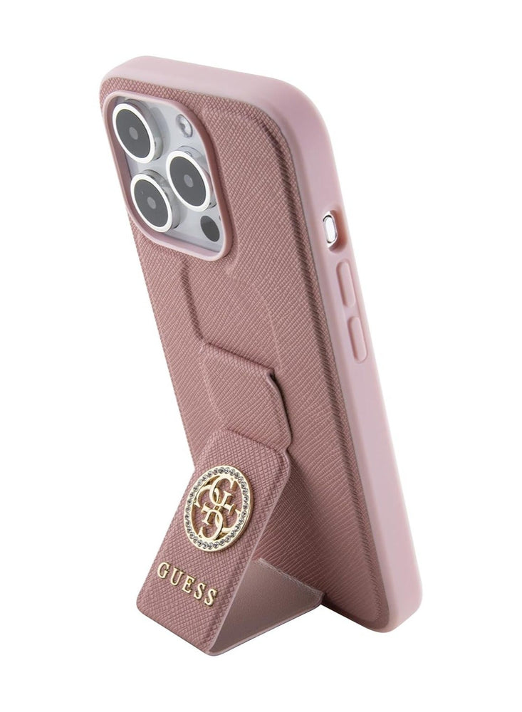 Guess Gripstand SAFFIANO Case For iPhone 15 Pro Max (Pink)