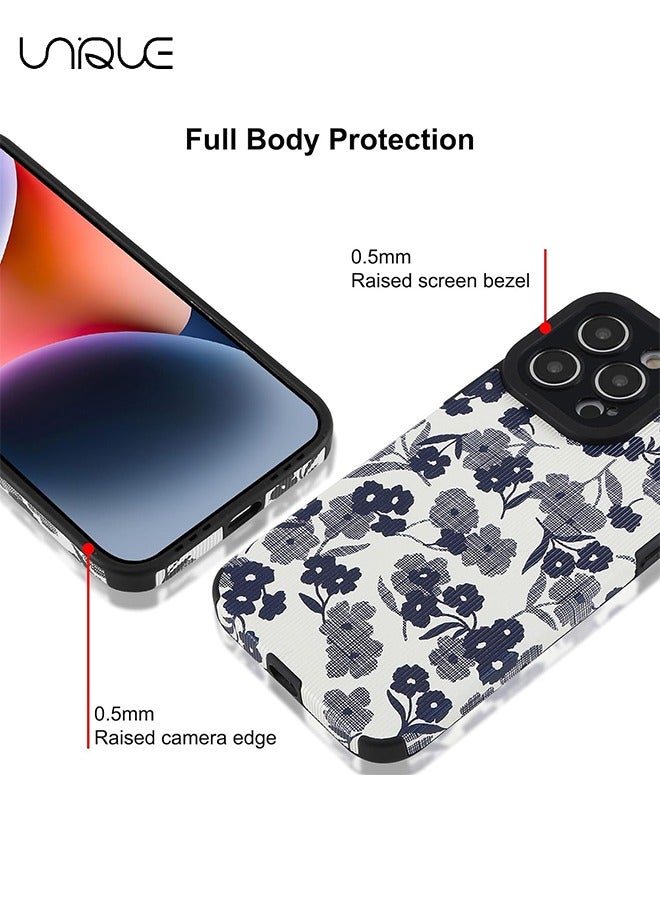 Compatible with iPhone 15 Pro Max Case, Cute Art Flower Pattern, All Inclusive Camera Protection, Soft TPU Shockproof Phone Case (Black Flower)