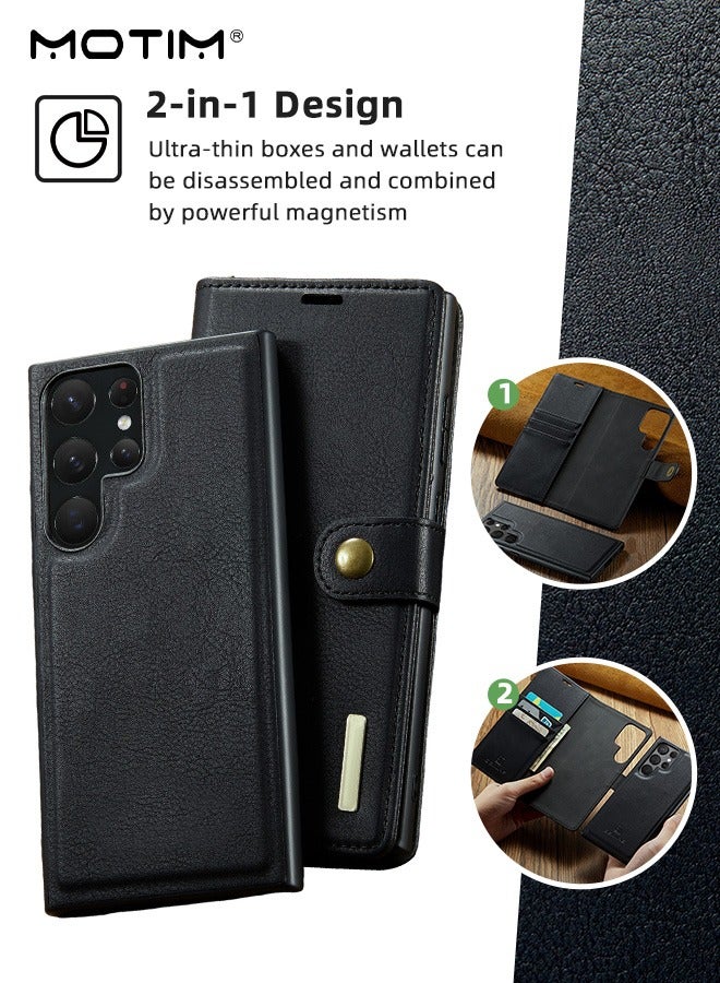 Samsung Galaxy S23 Ultra Case 6.8 Inch Premium Flip Leather Military Grade Protection Anti Drop Phone Case with Wallet Shockproof Protective Kickstand Case Cover for S23 Ultra