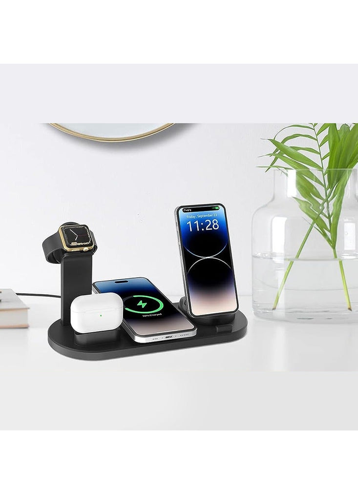 6 in 1 Wireless Charger Stand For Apple iPhone Mobiles 15W