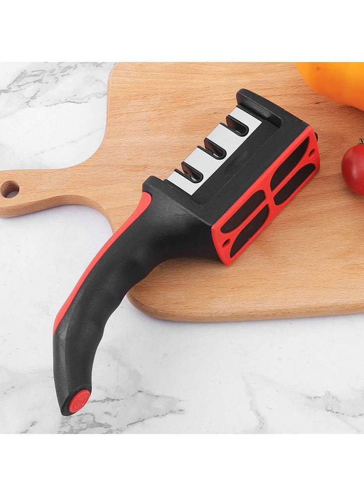 3 in 1 Knife Sharpener with 3 Stages, Handheld Knife Sharpener Helps Repair, Restore, Polish Blades, Including Straight, Serrated Blades and Scissors