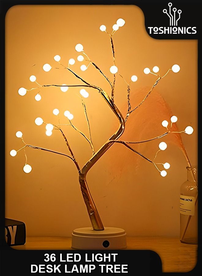 Night Light Table Lamp Upgraded Copper Wire Bonsai Tree Branch USB & Battery Powered 36 Warm White LED For Home Decoration Wedding Sign Children's Room Christmas Bedroom Decor