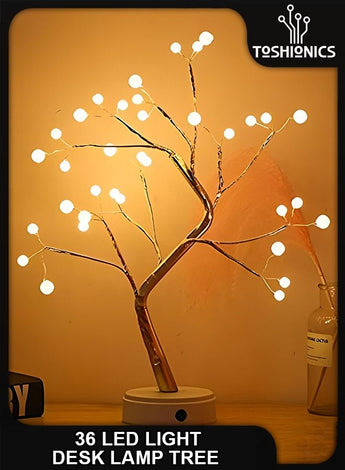 Night Light Table Lamp Upgraded Copper Wire Bonsai Tree Branch USB & Battery Powered 36 Warm White LED For Home Decoration Wedding Sign Children's Room Christmas Bedroom Decor