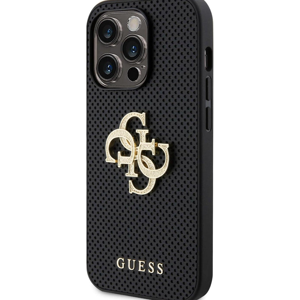 Guess Perforated PU 4G Glitter Case For iPhone 15 Pro Max (Black)