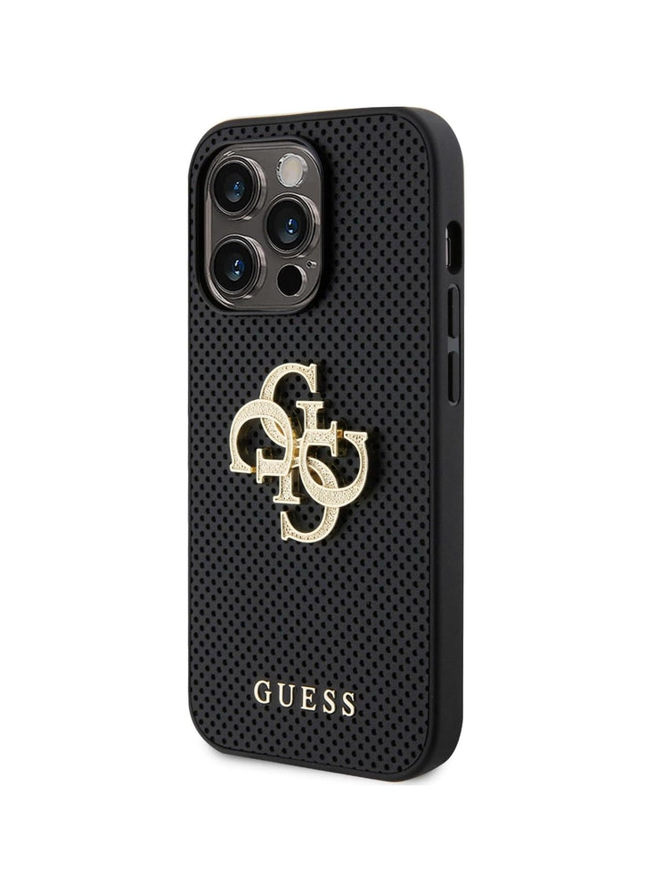 Guess Perforated PU 4G Glitter Case For iPhone 15 Pro Max (Black)