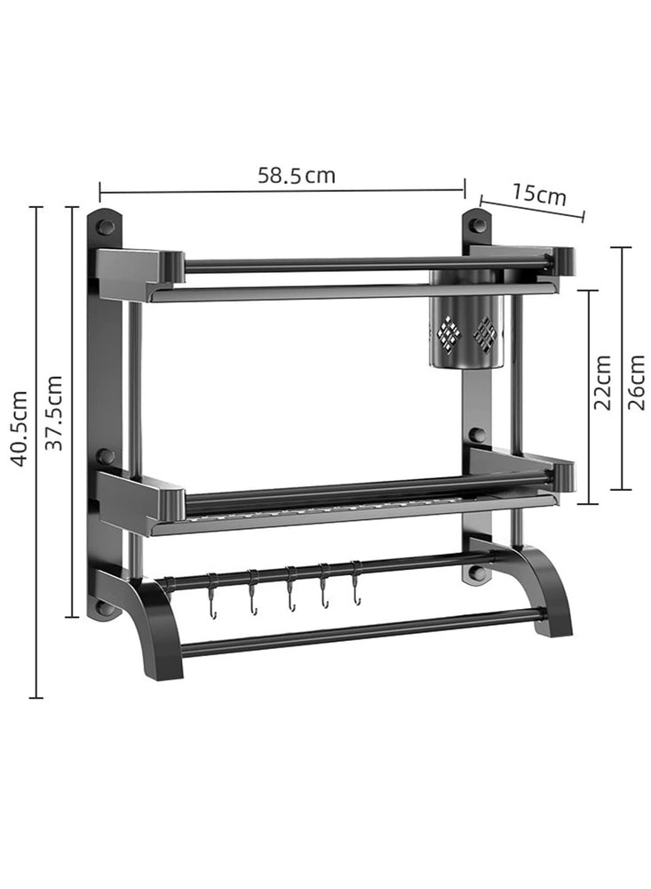 Shower shelf with towel bar with brush holder Bath accessories wall shelf Bathroom storage shelf 2 tier bath towel shelf Bathroom kitchen toilet storage shelf.