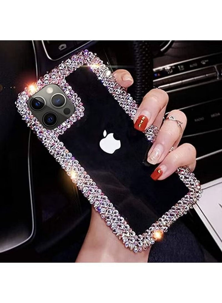 iPhone 13 Pro Max Mobile Case Cover for Women Girls 3D Glitter Sparkle Bling Protector Luxury Shiny Cute Crystal Charms Rhinestone Diamond Bumper Clear Protective Back Cover Clear