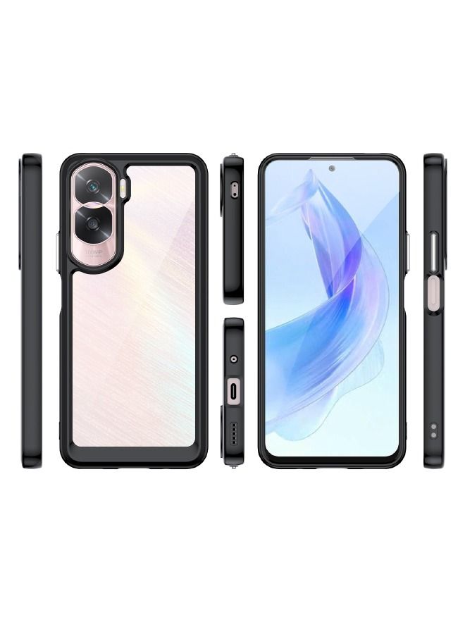 Honor 90 Lite Case, Transparent Acrylic Back Panel + Soft TPU Soft Edge, Fashion Shock-Absorption Anti-Drop Protective Case Cove for Honor 90 Lite (6.7