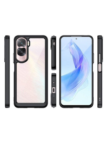 Honor 90 Lite Case, Transparent Acrylic Back Panel + Soft TPU Soft Edge, Fashion Shock-Absorption Anti-Drop Protective Case Cove for Honor 90 Lite (6.7"), Black