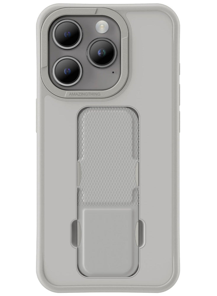 Matte Pro Mag for iPhone 15 Pro MAX Grip/Holder/Stand/Case Cover with MagSafe - Grey