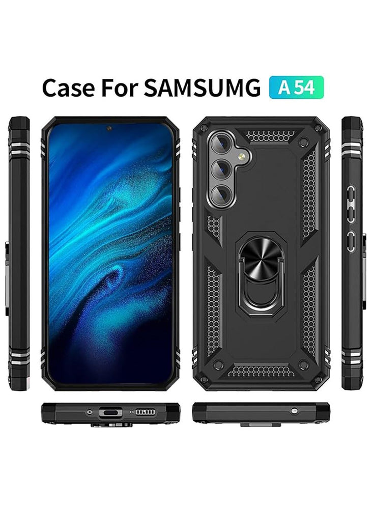 QRG for Samsung A54 5G Case, Military Grade Protective Samsung Galaxy A54 Cases Cover with Ring Car Mount Kickstand for Samsung Galaxy A54  cover - Black