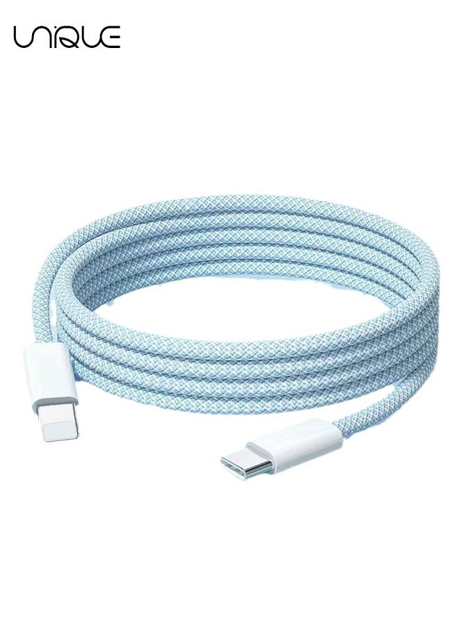 Dynamic Series Fast Charging Data Cable Type-C To iPhone Power Delivery 20W 2.4A Charger Cord Compatible with 14/13/12/11/XS Max/XS/XR/8/7/6S/6/5, iPad And More,2m, Blue