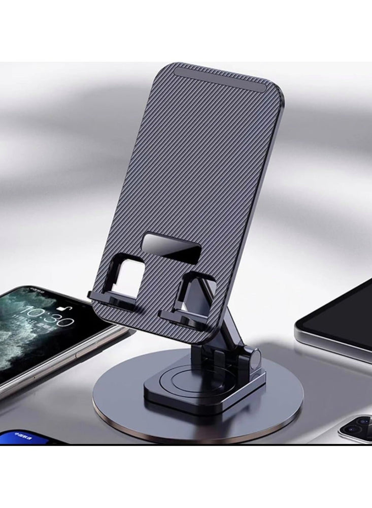 Metal 360° Rotating Desk Mobile Phone Holder Stand for iPhone Cellphone Smartphone Mobile Phones Ipad Telephone Reader Black