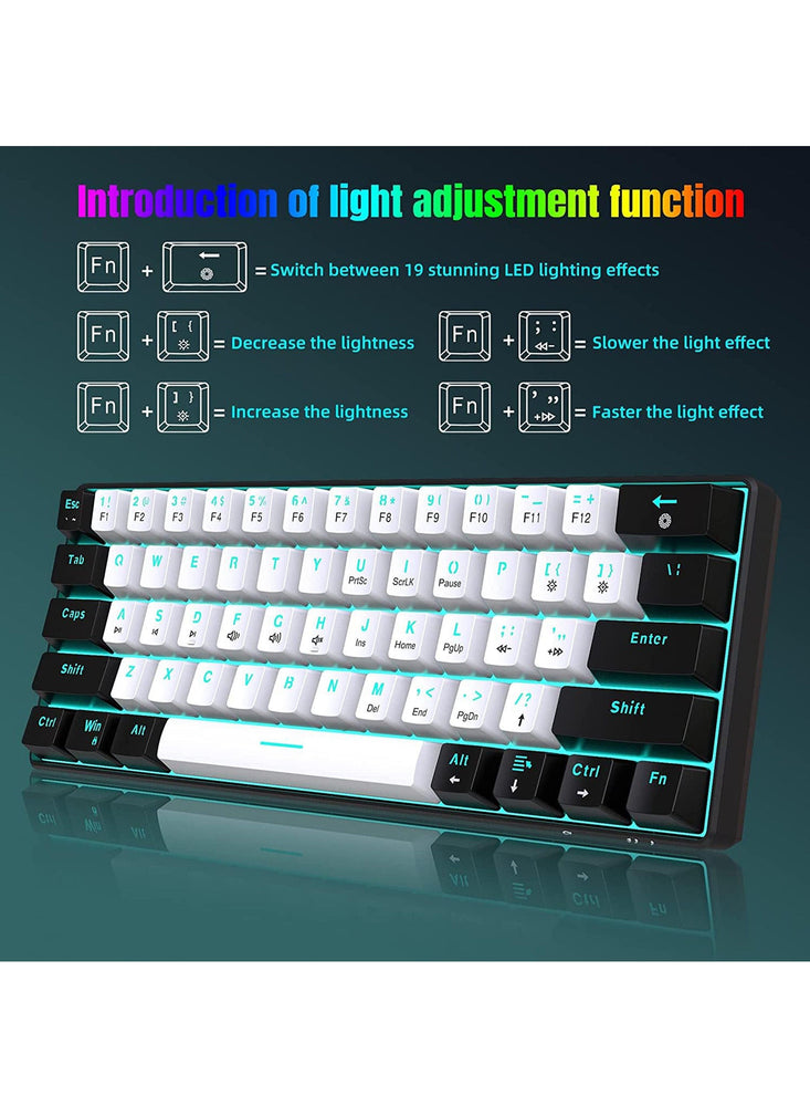 61 keys Wired 60% Mechanical Gaming Keyboard Blue Switch Full Anti-ghosting Portable Mini Keyboard for Windows Laptop PC Mac