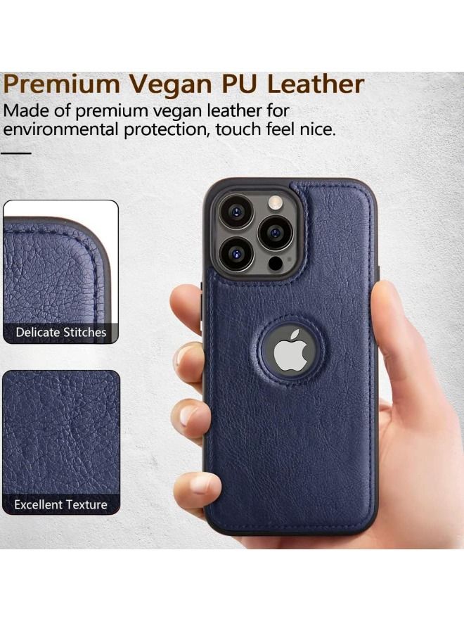 iPhone 15 Pro Case, Vegan Leather Protective Case for Apple iPhone 15 Pro, Luxury, Elegant and Beautiful Design Cover, Non-Slip Vintage Looking Perfect Stitching Leather Case (Royal Blue)