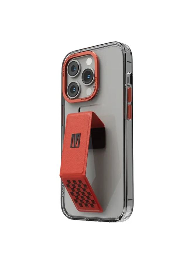 Levelo Morphix Clara Gripstand iPhone 14 Pro Max IMD Clear Back Case - Red