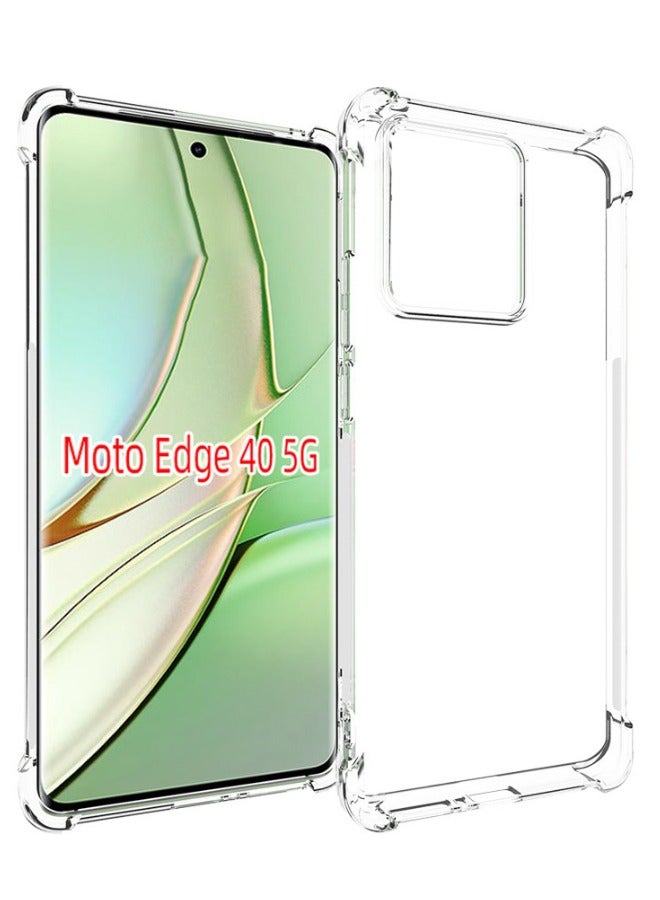 Motorola Edge 40 Case, Crystal Clear Motorola Edge 40 Protective Case, Slim Flexible TPU Airbag Bumper Shock Absorption Rubber Soft Silicone Case Cover Fit for Motorola Edge 40 5G (Clear)