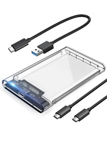 2.5" Hard Drive Enclosure Tool Free, USB C 3.1 Gen 2 to SATA III 6Gbps External Enclosure for 2.5inch 7mm 9.5mm SSD HDD, UASP Supported 2 Cables included