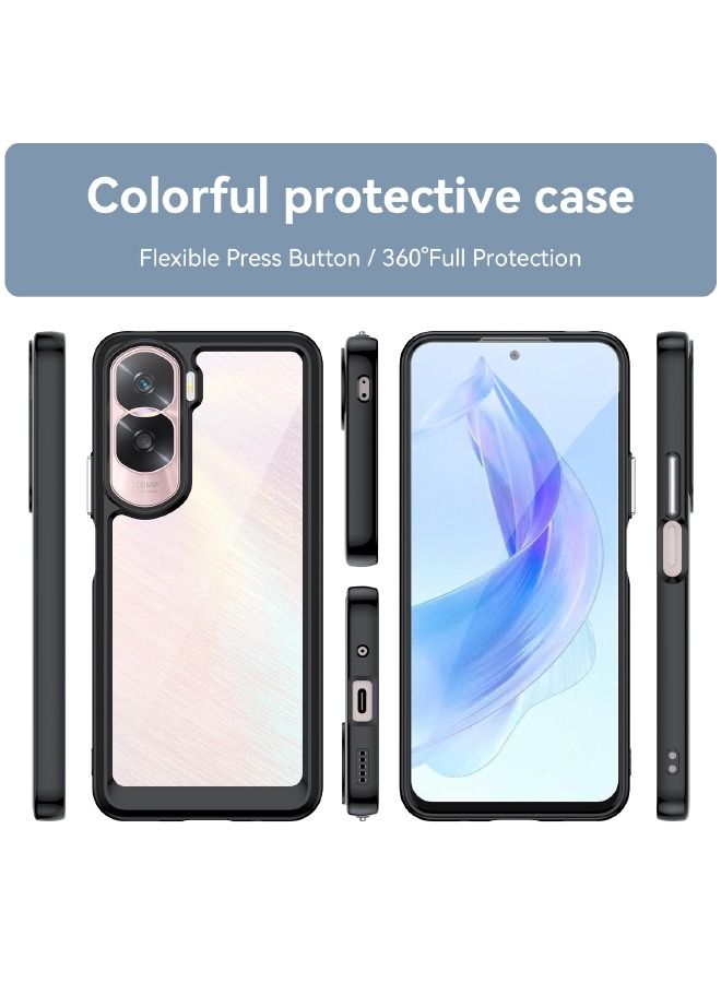 Honor 90 Lite Case, Transparent Acrylic Back Panel + Soft TPU Soft Edge, Fashion Shock-Absorption Anti-Drop Protective Case Cove for Honor 90 Lite (6.7