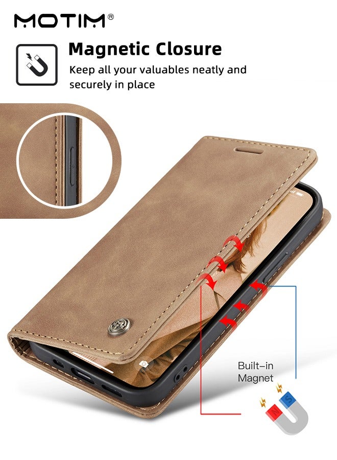 iPhone 15 Plus Case 6.7 Inch Premium Flip Leather Military Grade Protection Anti-Drop Phone Case with Wallet Shockproof Protective Kickstand Case Cover for iPhone 15 Plus