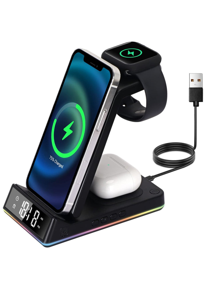 Wireless Charger, 5 in 1 Foldable QI Fast Wireless Charging Station Compatible iPhone 13 12 11 Pro Max XS MAX/XR/XS/X/8/SE, for iWatch Series 7/6/5/4/3/2/SE, for AirPo Pro/3/2 Black