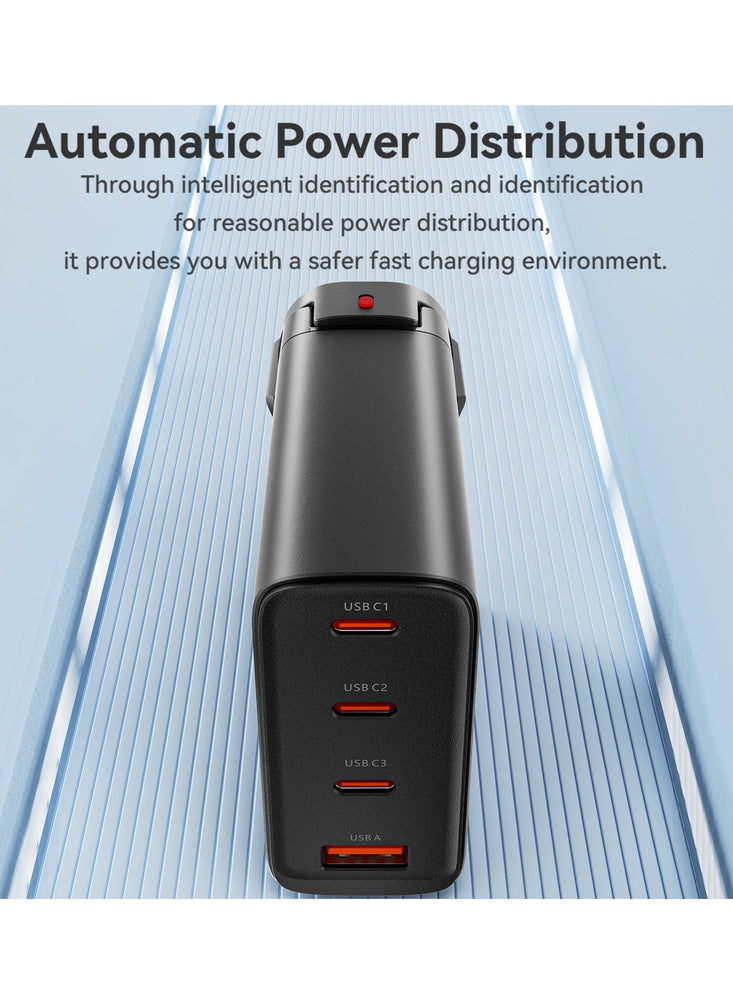 100W 4 Ports GaN PD USB C Fast Charger Laptop Charging Plug Type C Power Adapter Compatible with MacBook Pro/Air, iPhone 15 Series, iPad, Galaxy S23 Ultra, Steam Deck Laptops, Tablets Black